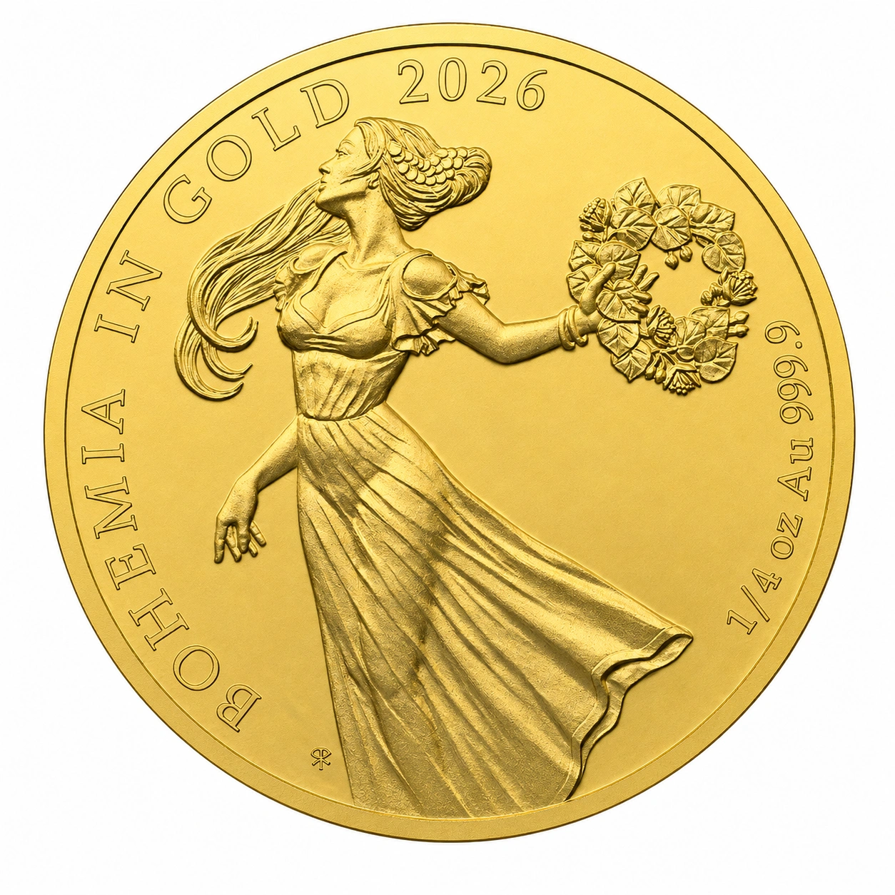 Zlatá investiční číslovaná mince 1/4 oz Bohemia in Gold Bullion 2026 Proof